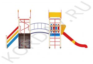 Детский комплекс с горкой рукоходом и турником ПДИ 2.15 (1)